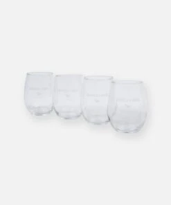Planes Stemless Wine Glasses – 4 Pack, 16 Oz